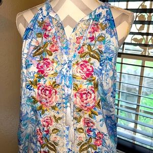 Savanna Jane Blue Floral Embroidered Blouse